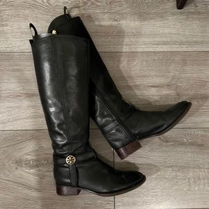 Tory Burch Black Riding Boots Size 7.5
